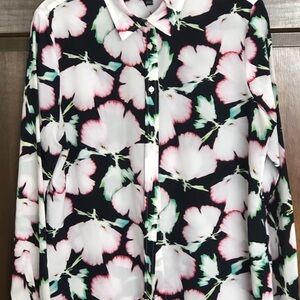 Banana Republic White and Blue Blouse